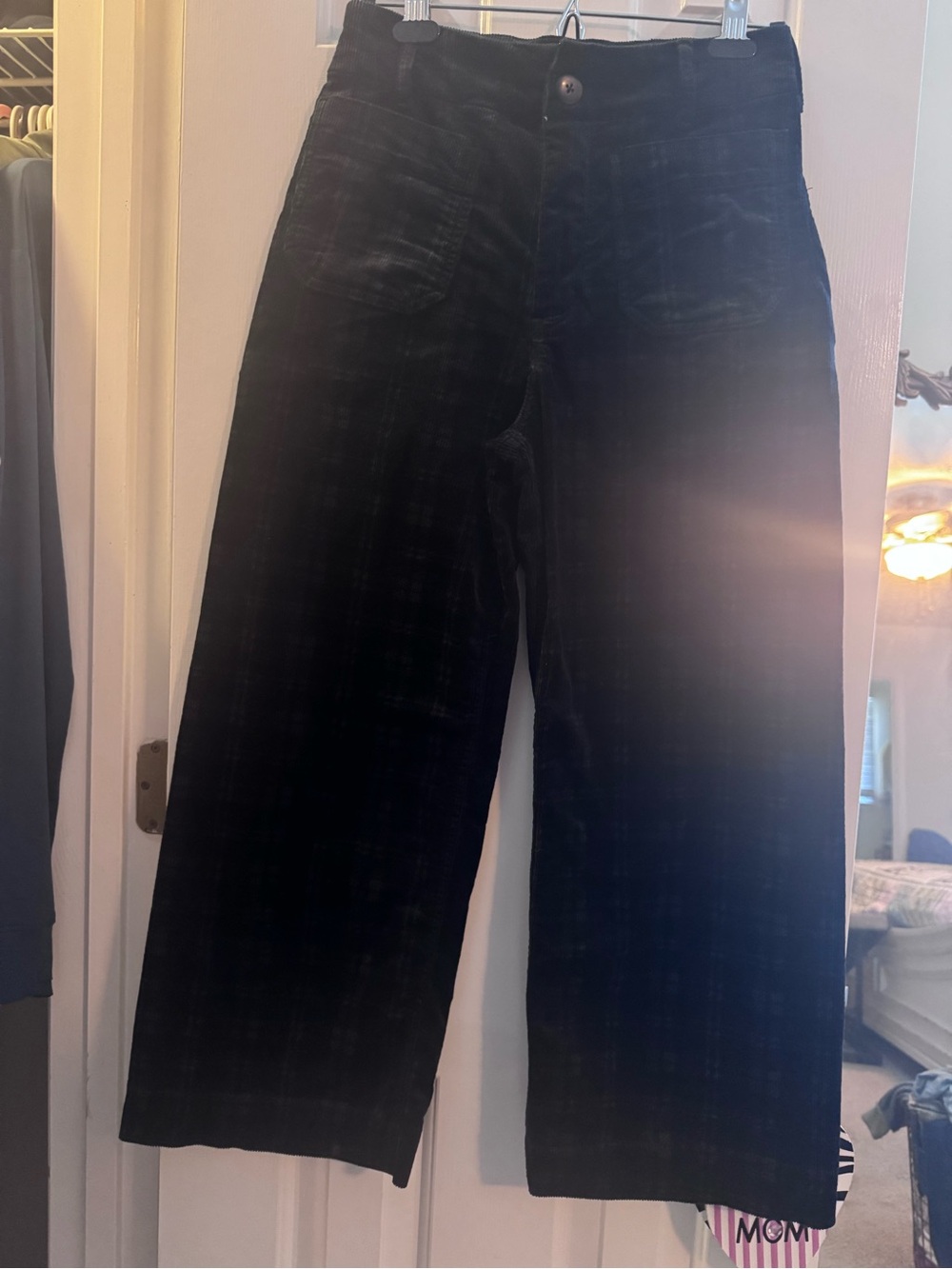 Maeve Anthropologie The Colette Corduroy Pants Black Plaid size 28 EUC
